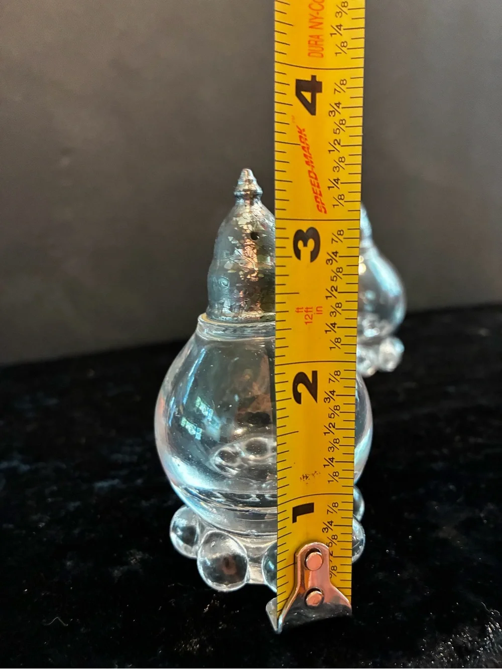 Pair of Clear Glass Salt & Pepper Shakers with Bubble Bases